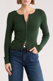 Good American Virgo Rib Zip Cardigan