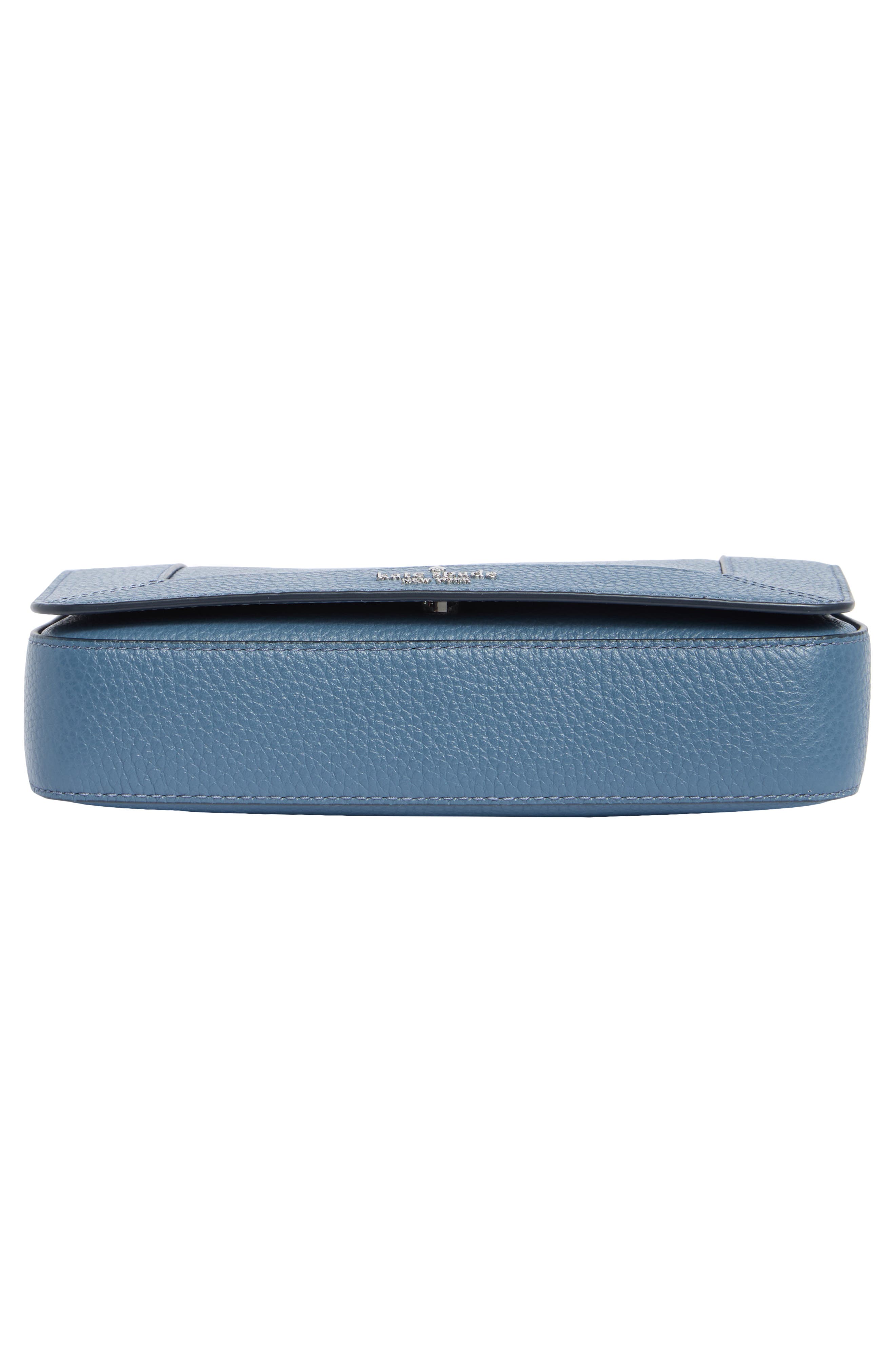 lena pebbled leather mini flap crossbody bag, Alternate, color, BLUESTONE