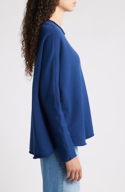 Frank & Eileen Anna Long Sleeve Capelet Sweatshirt In Blue