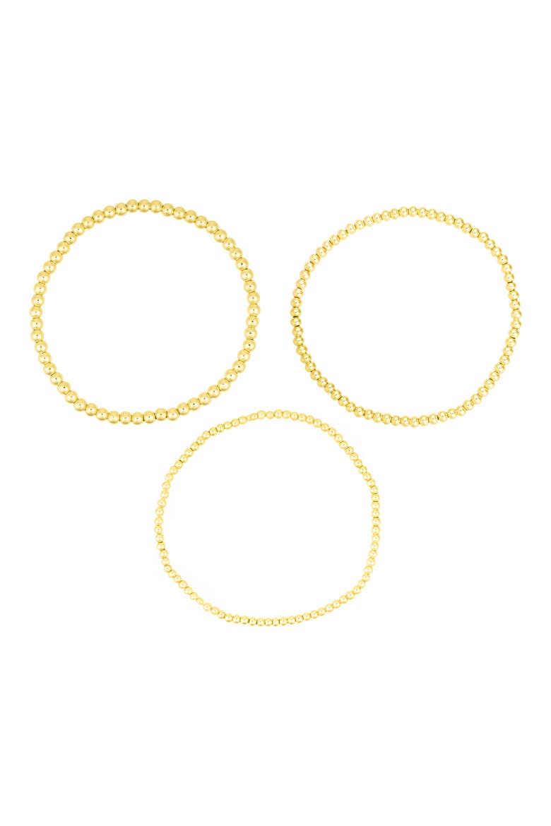 Set of 3 Stretch Ball Bracelets, Main, color, GOLD