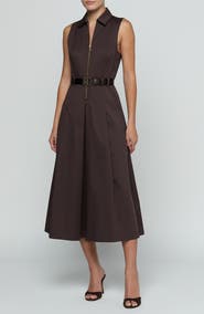 L'AGENCE Kolton Sleeveless Zip Front Midi Dress