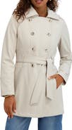 Kensie Hooded Double Breasted Soft Shell Jacket