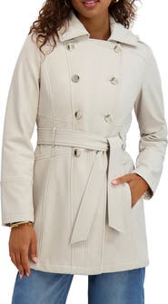 Kensie Hooded Double Breasted Soft Shell Jacket