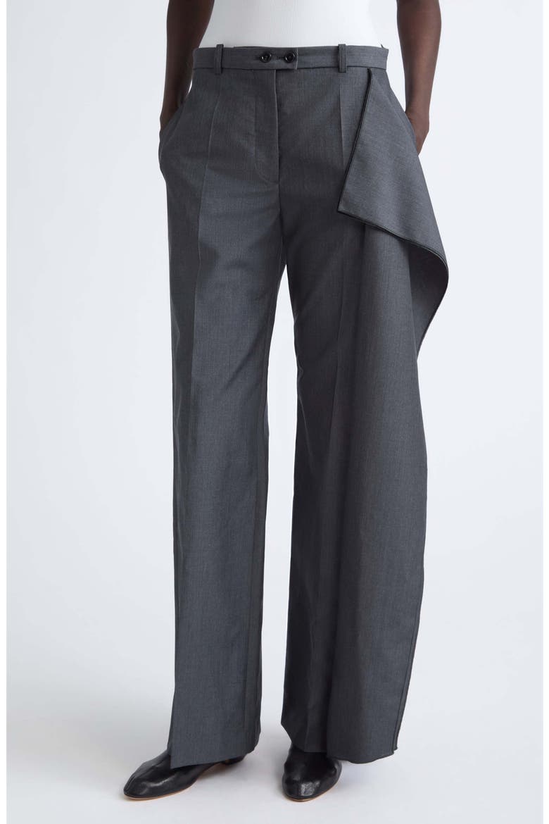 Low Waist Side Panel Wool & Mohair Wide Leg Trousers, Main, color, FOG