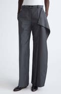 Jil Sander Low Waist Side Panel Wool & Mohair Wide Leg Trousers