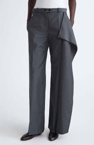 Jil Sander Low Waist Side Panel Wool & Mohair Wide Leg Trousers