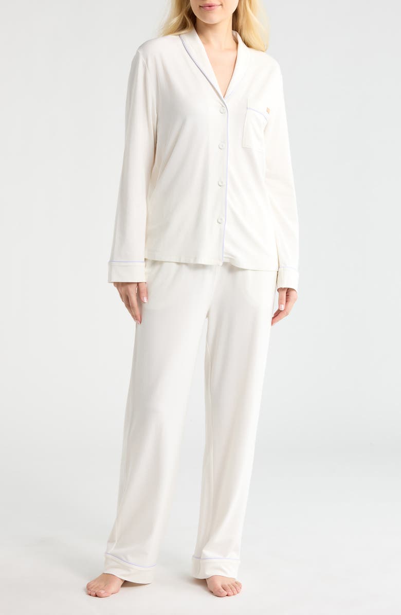 Lunya Slumberknit<sup>™</sup> Pajamas, Main, color, Lunar White/Quiet Lilac