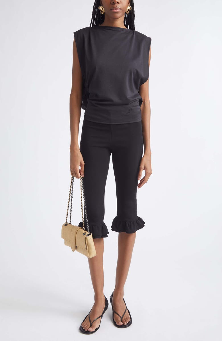 Jacquemus Le Moisson Draped Paper Jersey Apron Top, Alternate, color, Black