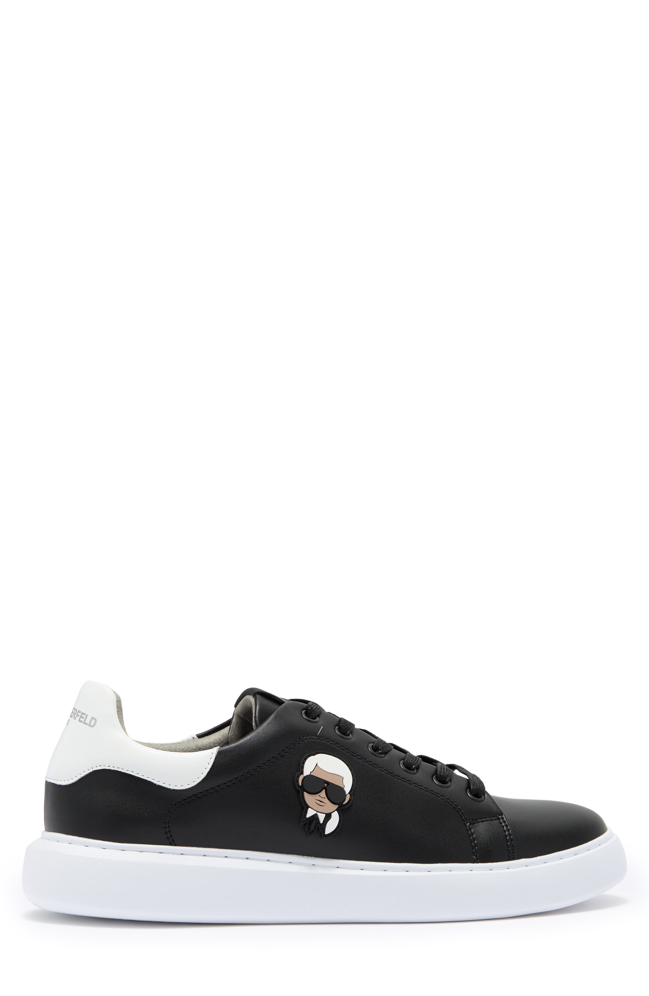 KARL LAGERFELD PARIS Karl Head Sneaker, Alternate, color, Black