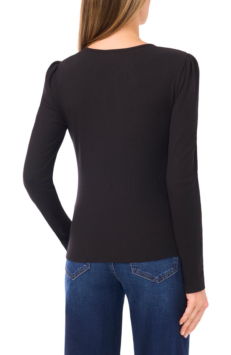 CeCe Keyhole Rib Top, Alternate, color, Rich Black