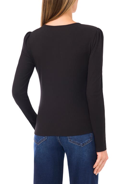 Cece Keyhole Rib Top In Black
