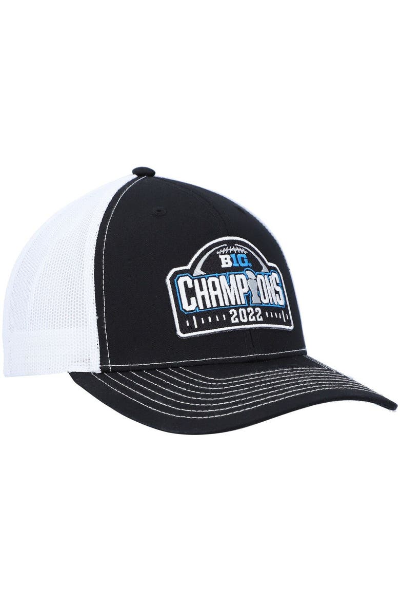 Men's Richardson Black/White Michigan Wolverines 2022 Big Ten Football Conference Champions Locker Room Adjustable Trucker Hat, Alternate, color, Black