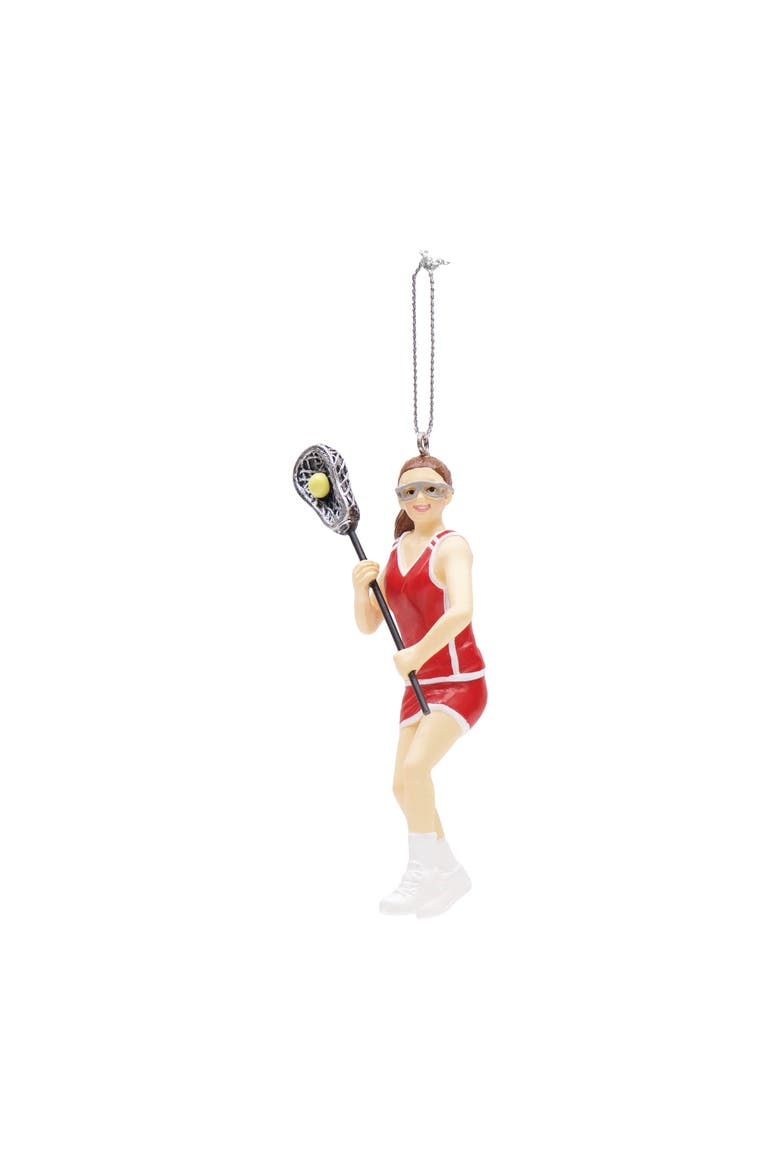 Lacrosse Girl Player Ornament, Main, color, Red