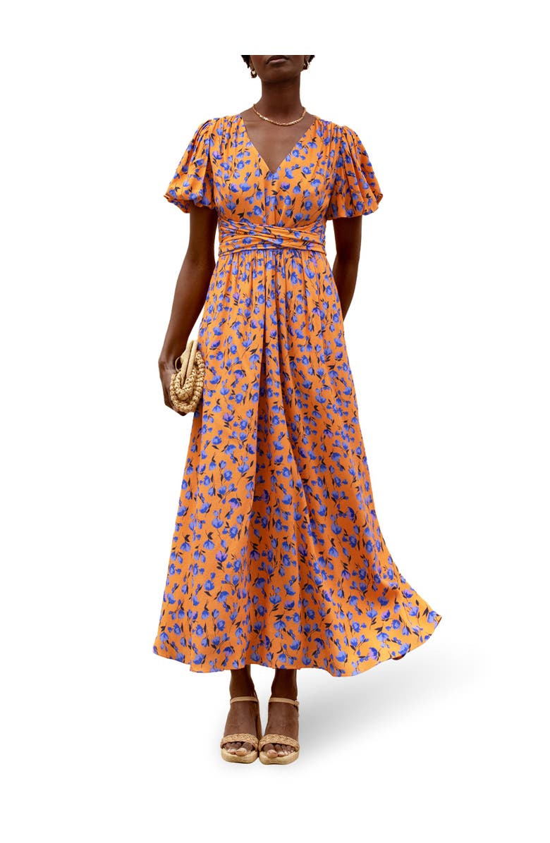 Ro&Zo Floral Puff Sleeve Dress, Alternate, color, Orange