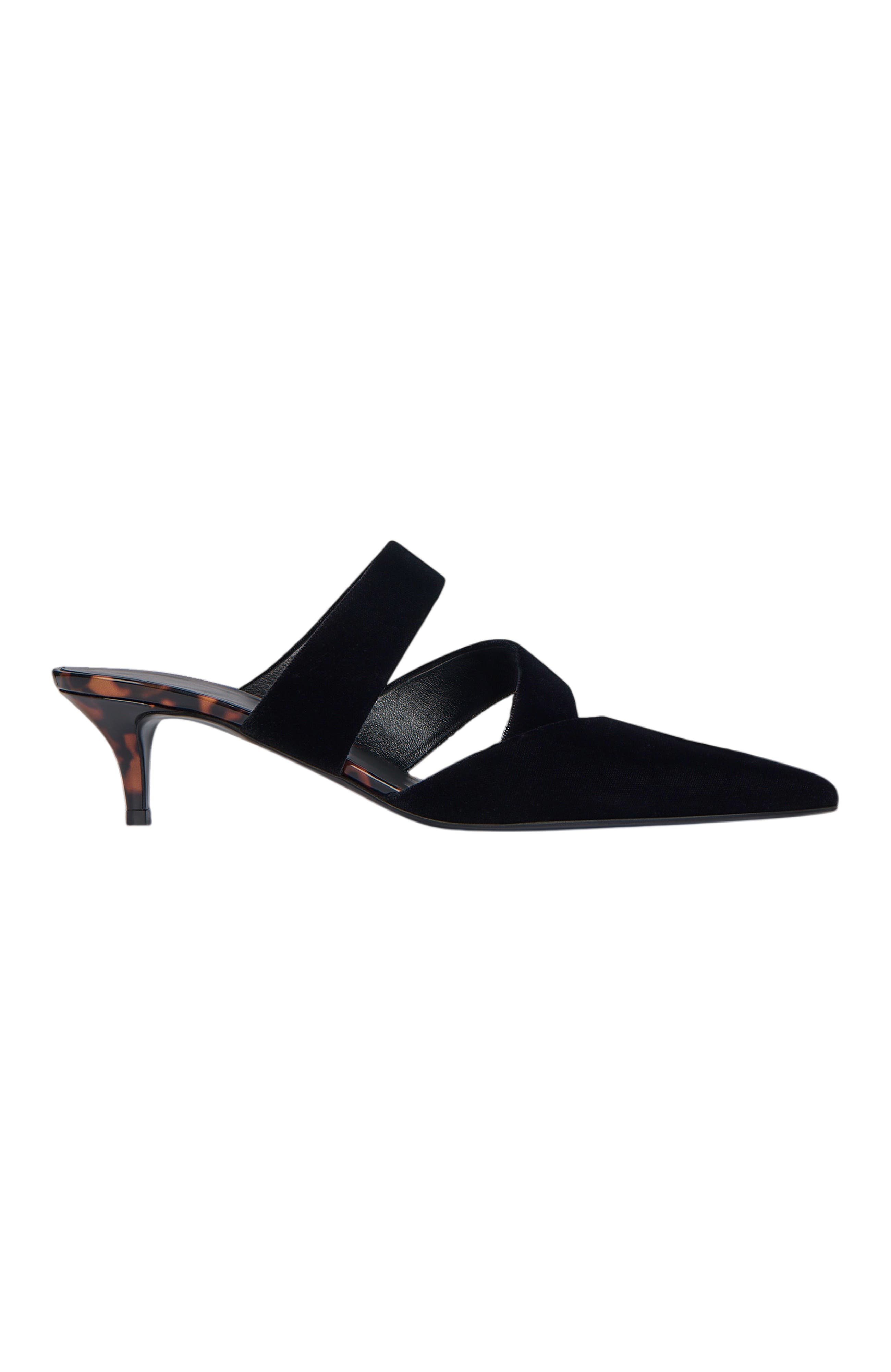 Velvet and Printed Patent Leather Mules, Alternate, color, black