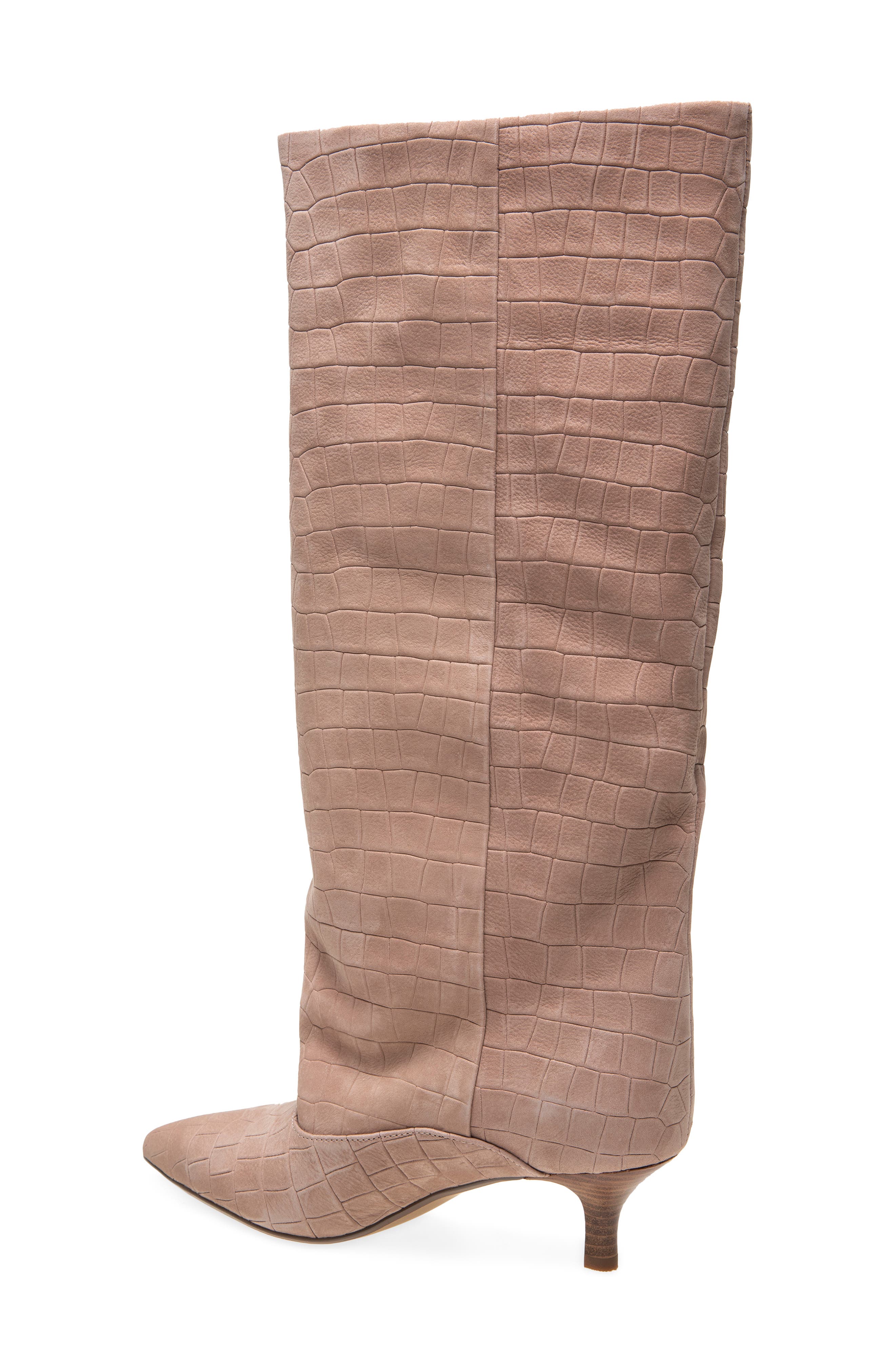 Brisbane Croc Embossed Leather Knee High Boot, Alternate, color, BLUSH NUBUCK
