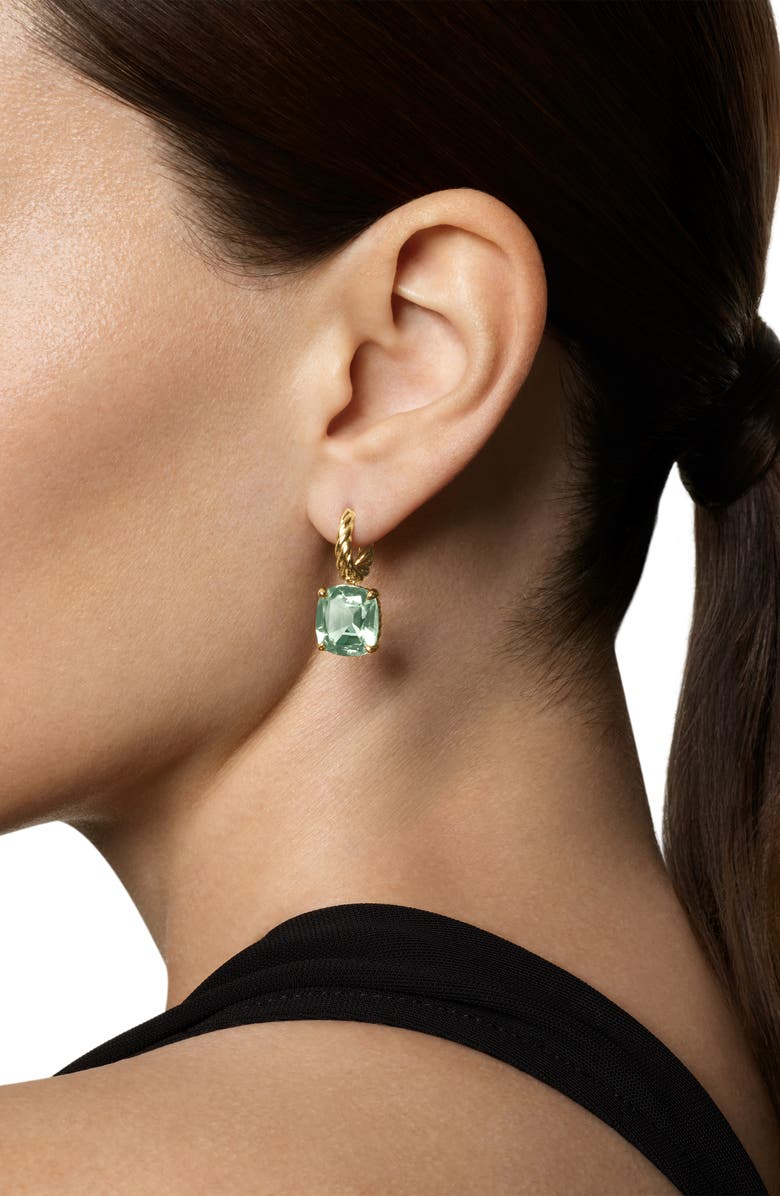 David Yurman Marbella Drop Earrings in 18K Yellow Gold, Alternate, color, New Prasiolite