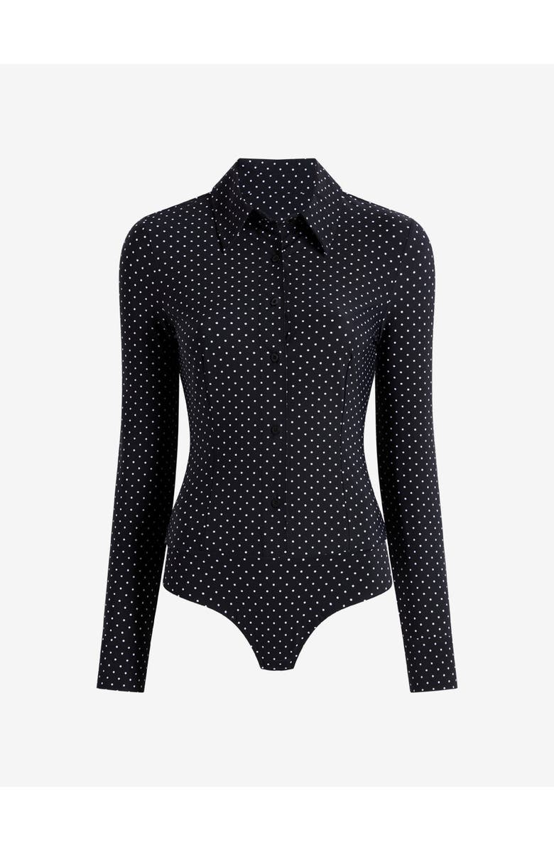 Commando Classic Printed Button Down Bodysuit, Alternate, color, Black/White Polka Dot