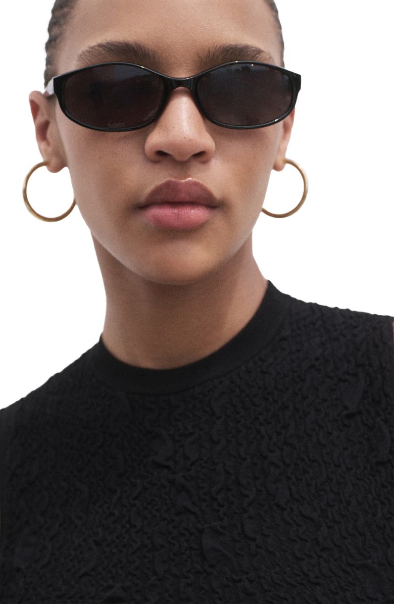 MANGO Sleeveless Textured Crepe Sweater, Alternate, color, Black