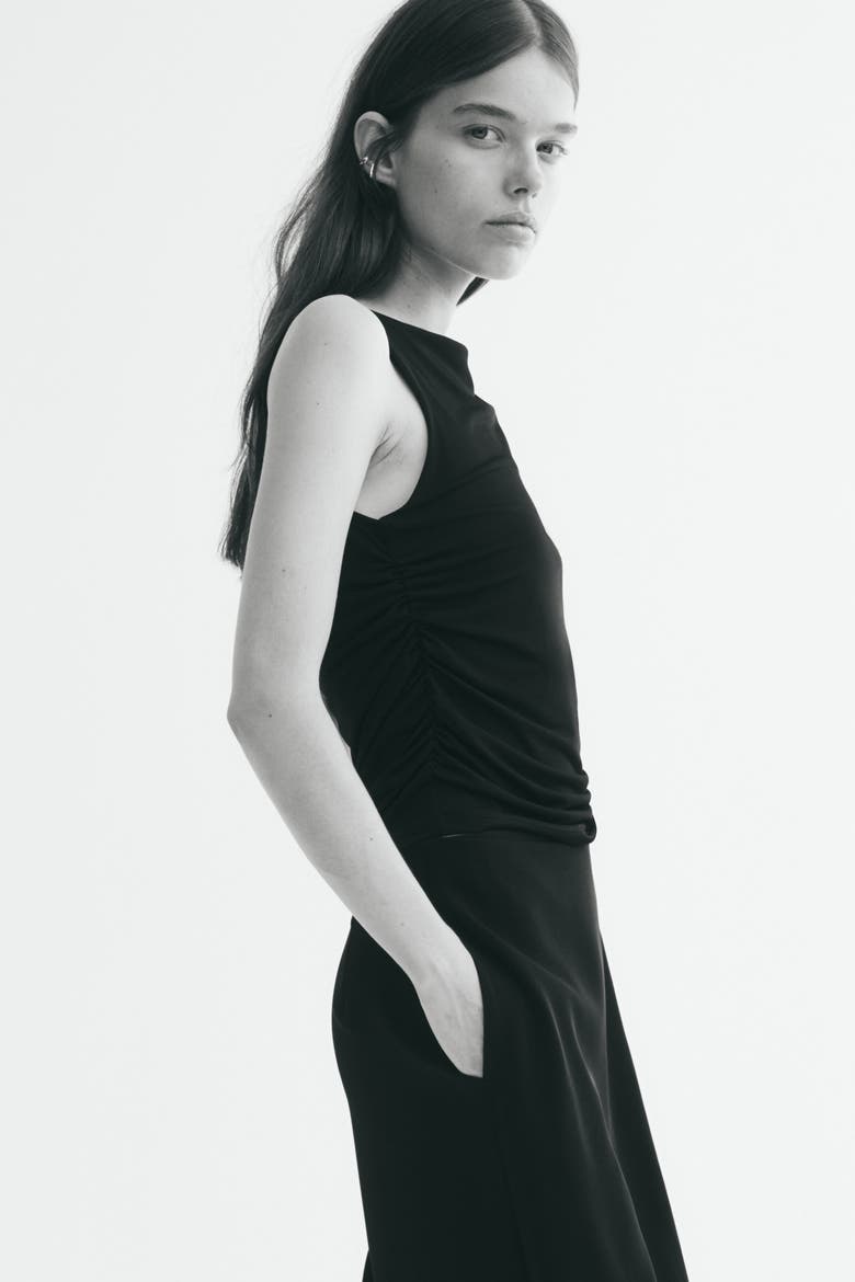 Wrap-detail Twill Pants, Alternate, color, Black