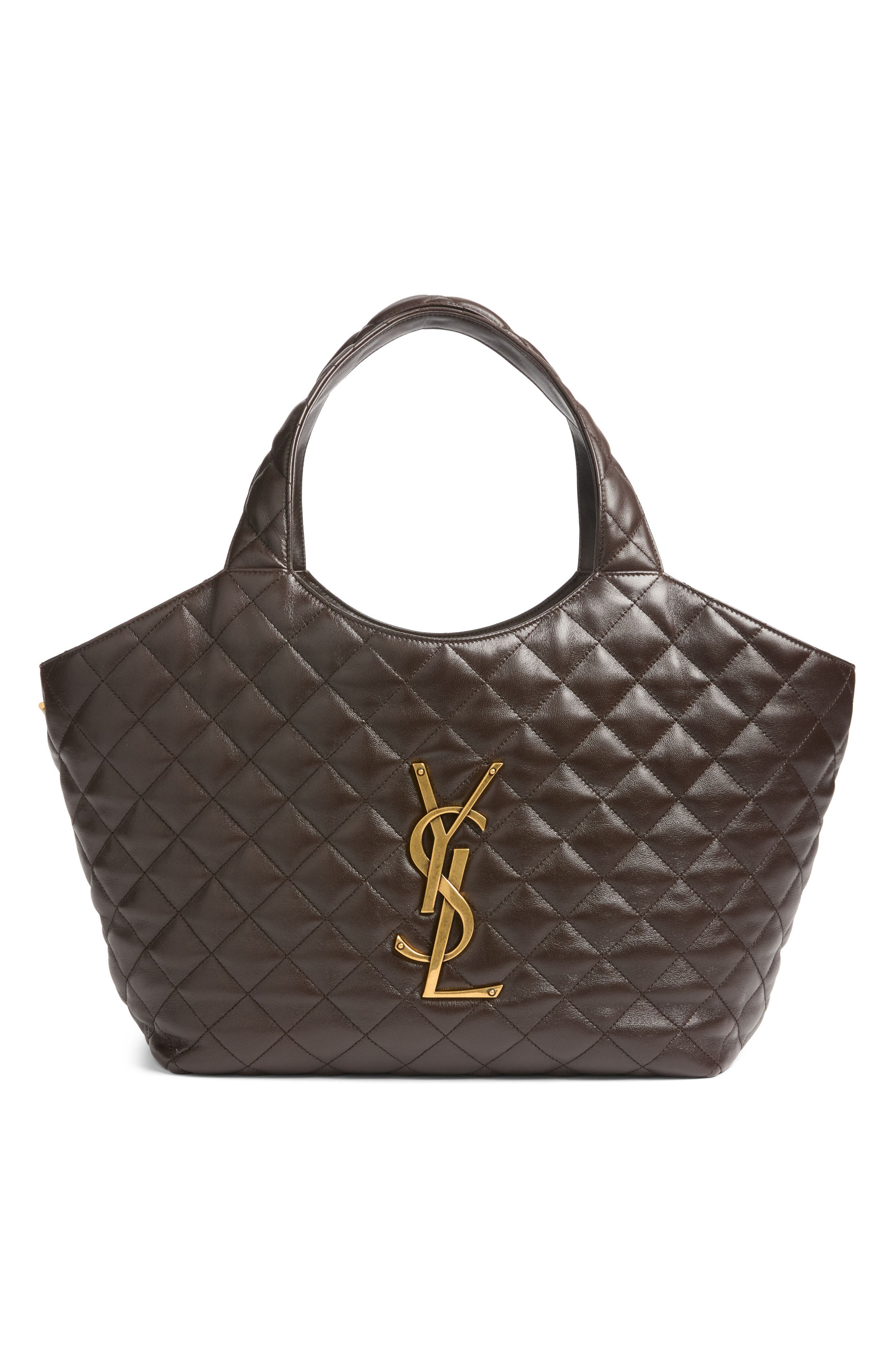Medium Icare Quilted Shopper, Main, color, DARK CHOCOLATE