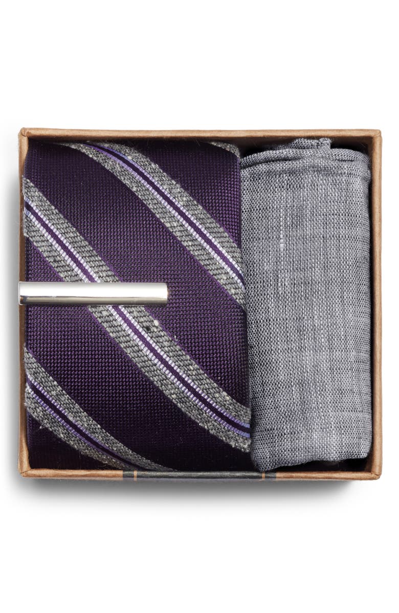 The Tie Bar Edison Stripe 3-Piece Skinny Tie Style Box, Alternate, color, 