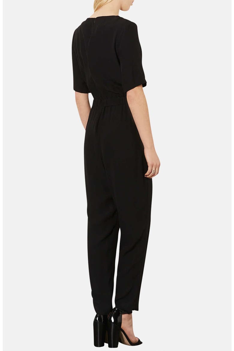 Matte Satin Jumpsuit, Alternate, color, BLACK