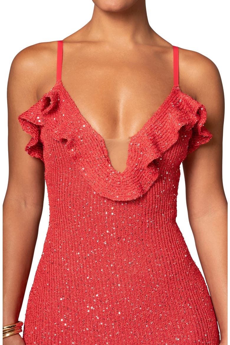 Midnight Sparkle Knit Maxi Dress, Alternate, color, CORAL