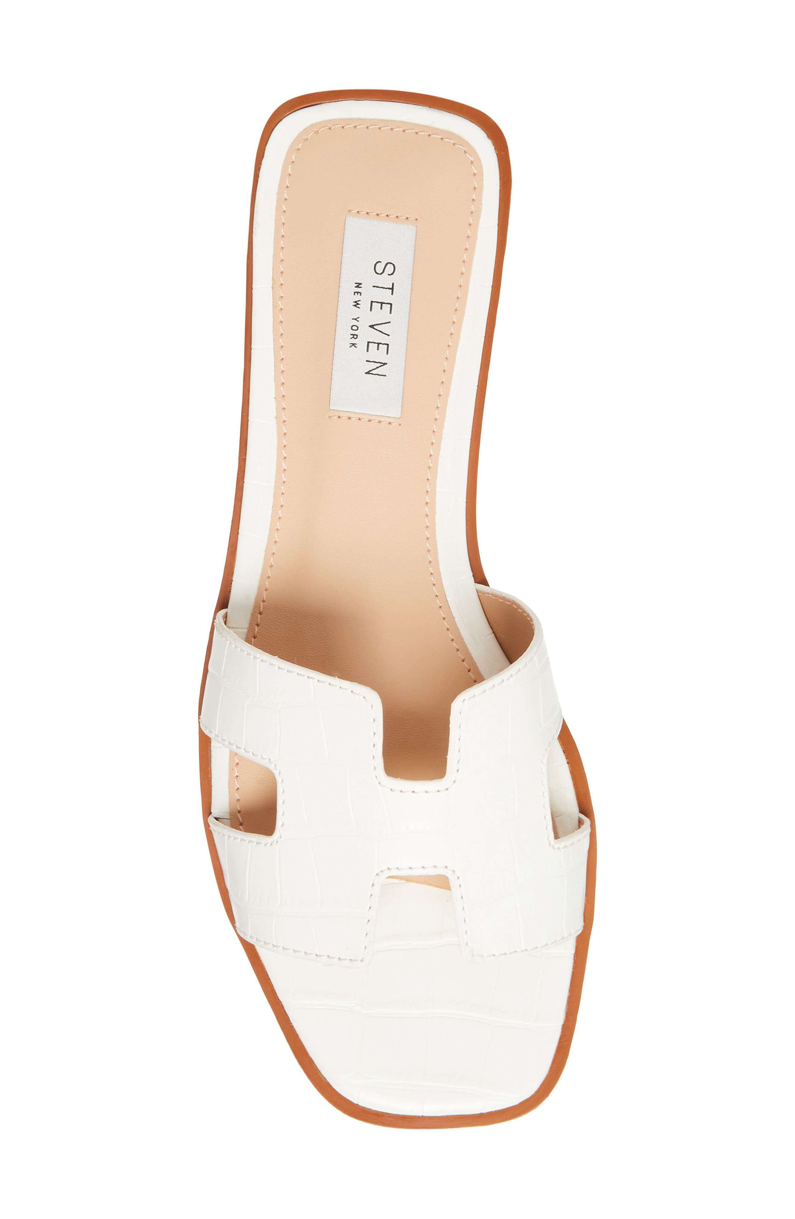 Steven New York Harlien Slide Sandal, Alternate, color, White Croc