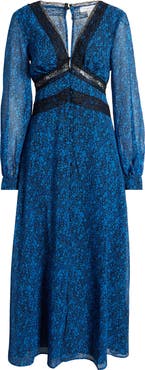 Topshop Floral Long Sleeve Button-Up Midi Dress