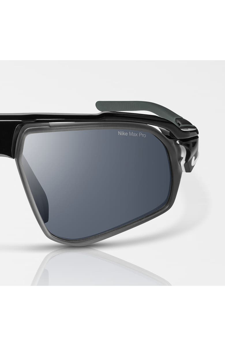 Nike Flyfree 72mm Rectangular Sunglasses, Alternate, color, Black / Silver Flash/ Volt