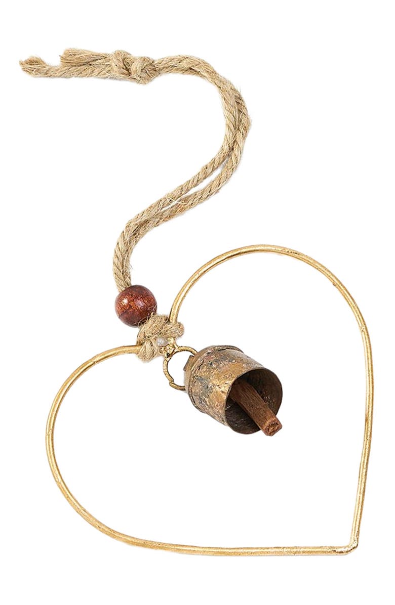 Matr Boomie Air Element Heart Bell Wind Chime - Fair Trade Garden, Main, color, Brown/Gold