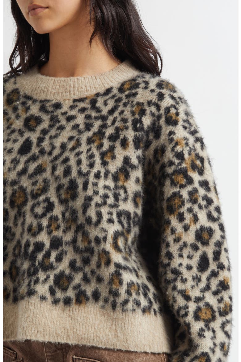 Zamira Leopard Print Cashmere & Silk Sweater, Alternate, color, JUTE LEOPARD