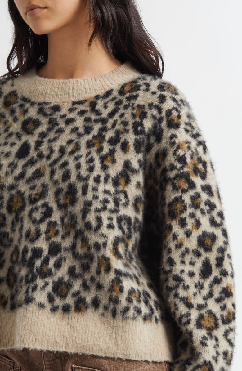 Nili Lotan Zamira Leopard Print Cashmere & Silk Sweater, Alternate, color, Jute Leopard
