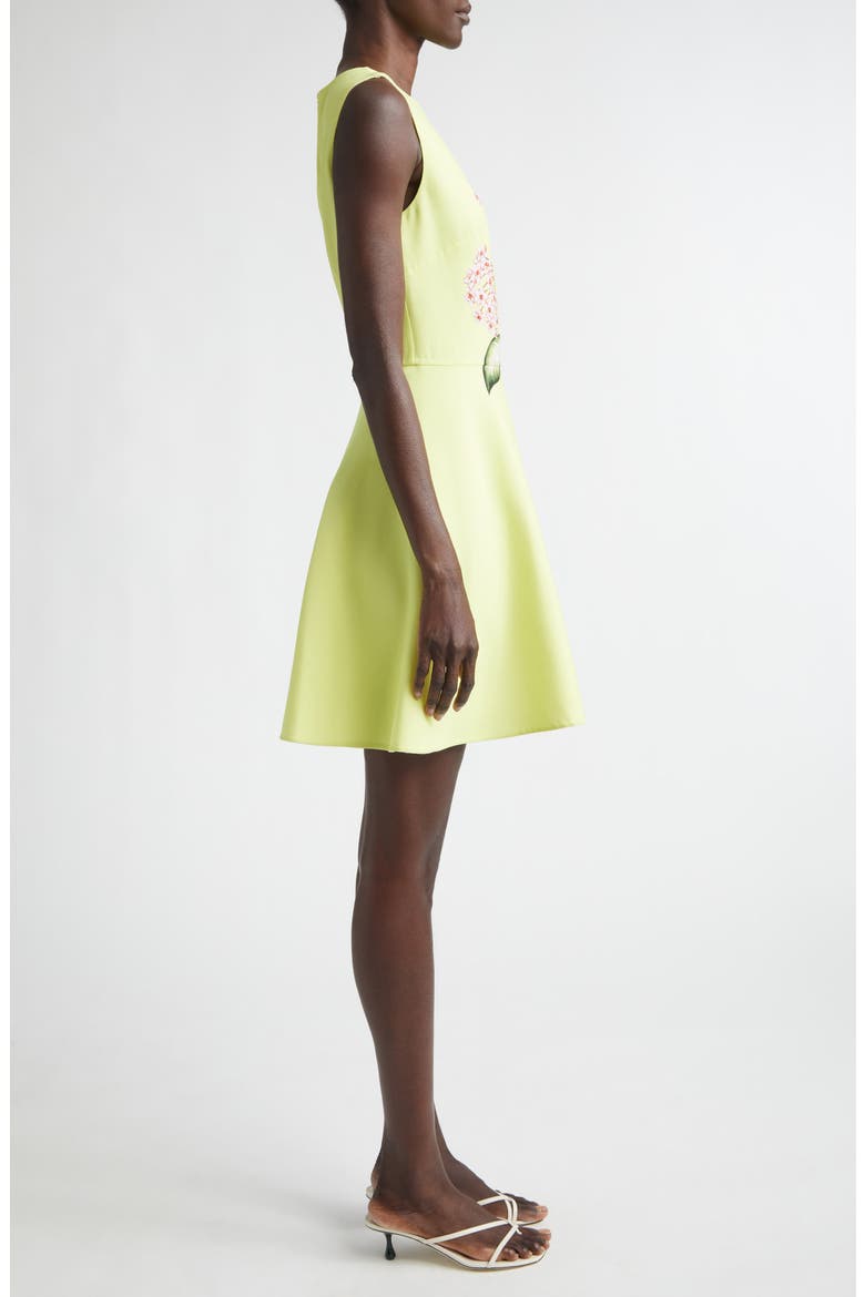 Porcelain Flowers Wool Blend Stretch Crepe Fit & Flare Minidress, Alternate, color, PINK/ PEAR
