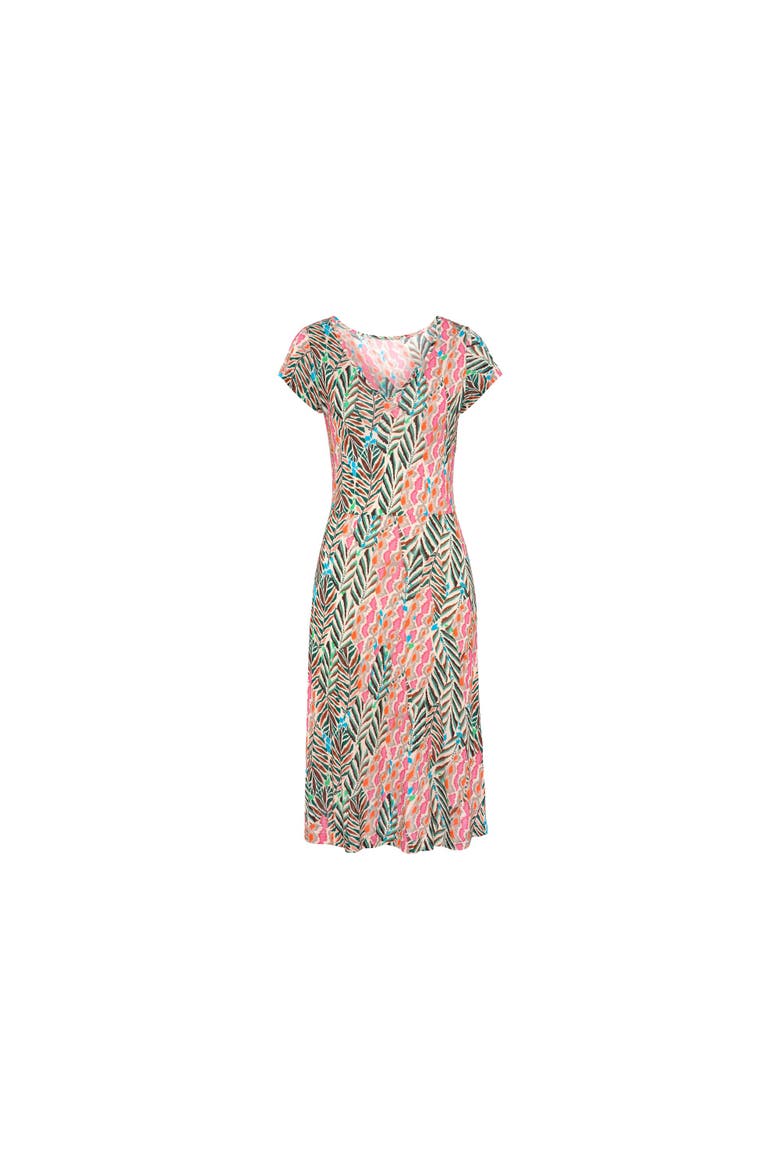 Ruched V-Neck Dress, Alternate, color, Multi Print