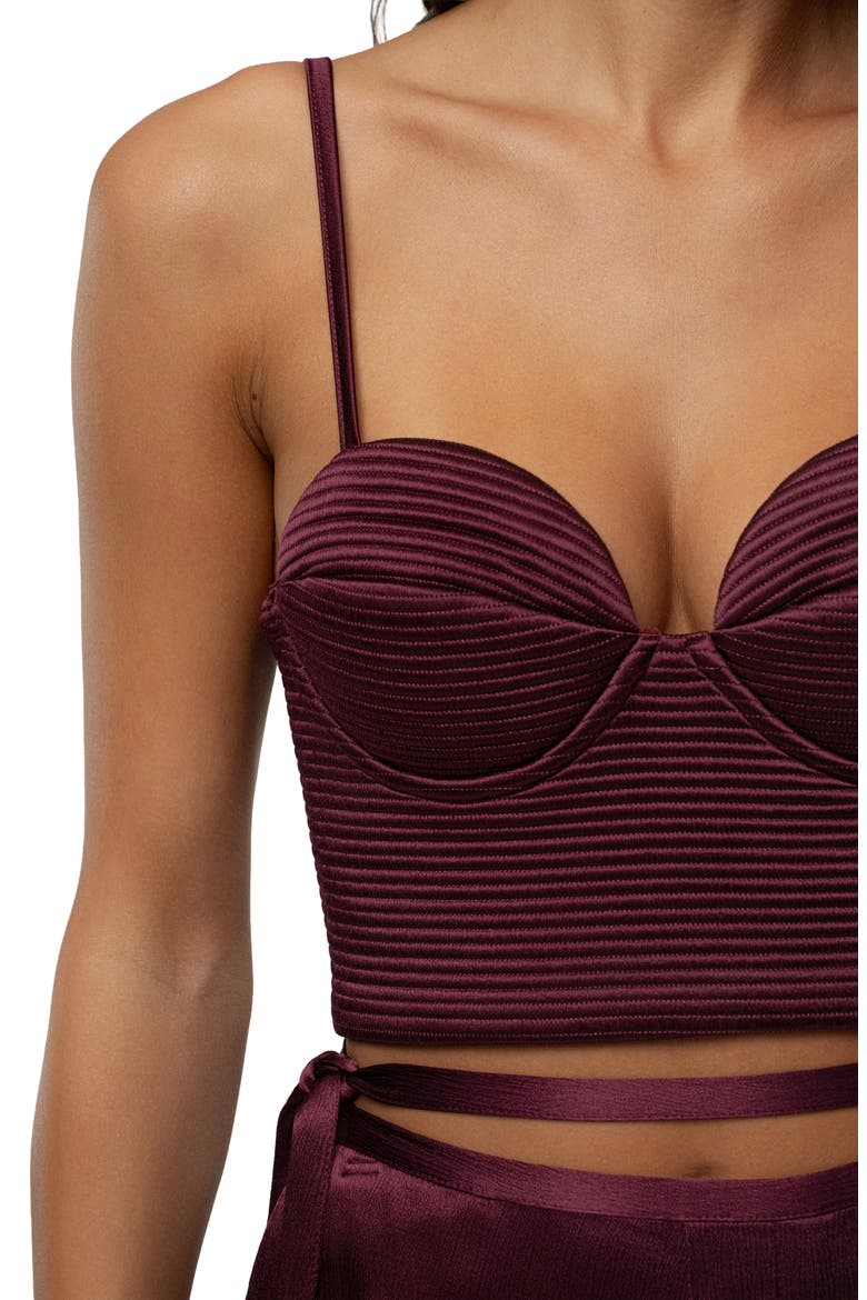 Thalia Textured Bustier Top, Alternate, color, DARK RED