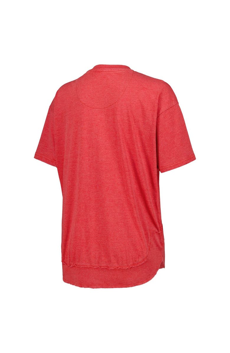 PRESSBOX Women's Pressbox Heather Red Wisconsin Badgers Vintage Wash Poncho Captain T-Shirt, Alternate, color, 