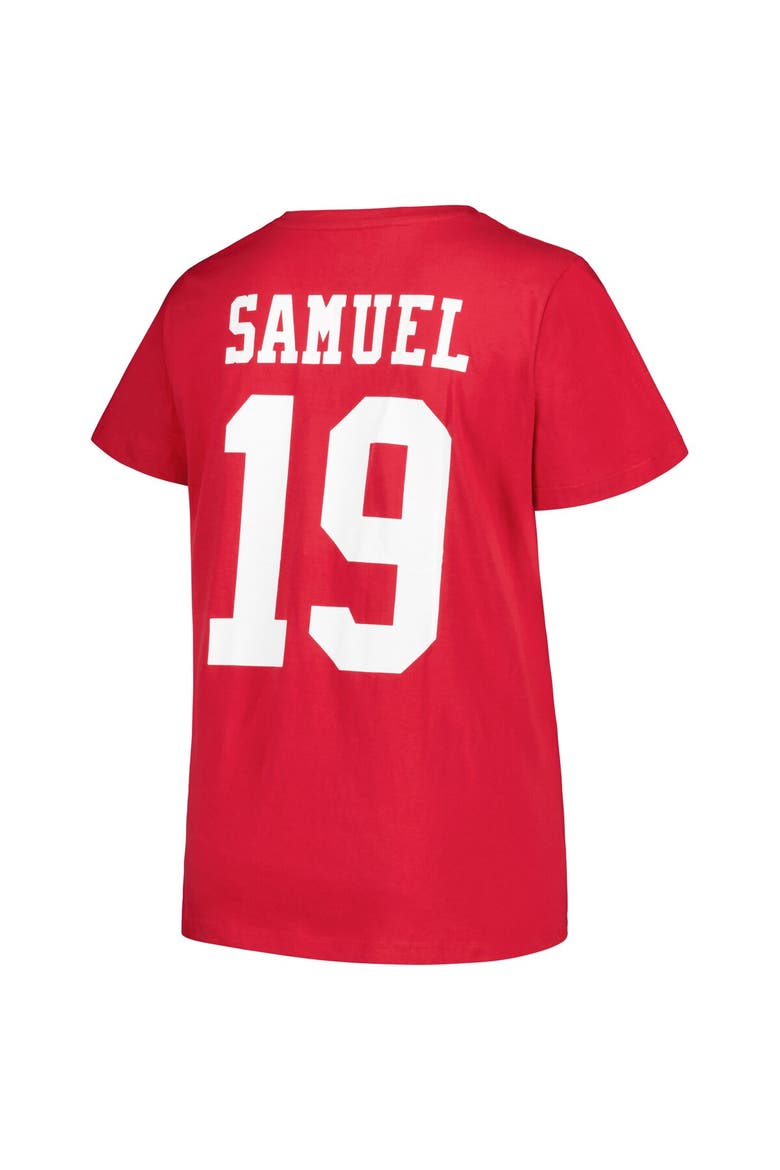 Women's Fanatics Branded Deebo Samuel Scarlet San Francisco 49ers Plus Size Player Name & Number V-Neck T-Shirt, Alternate, color, Scarlet