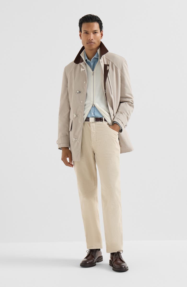 Brunello Cucinelli Garment-dyed five-pocket trousers in cotton narrow wale corduroy, Alternate, color, Sand