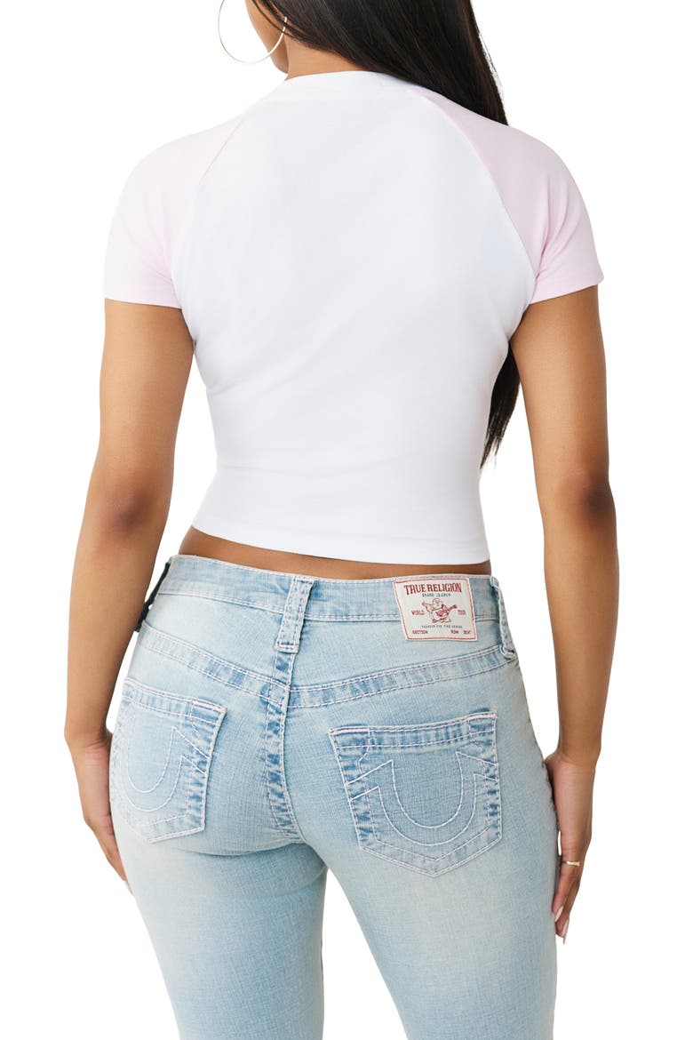 Contrast Raglan Crop Baby Tee, Alternate, color, WHITE/ BABY PINK