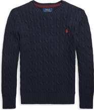 Polo Ralph Lauren Kids' Cabled Cotton Crewneck Sweater
