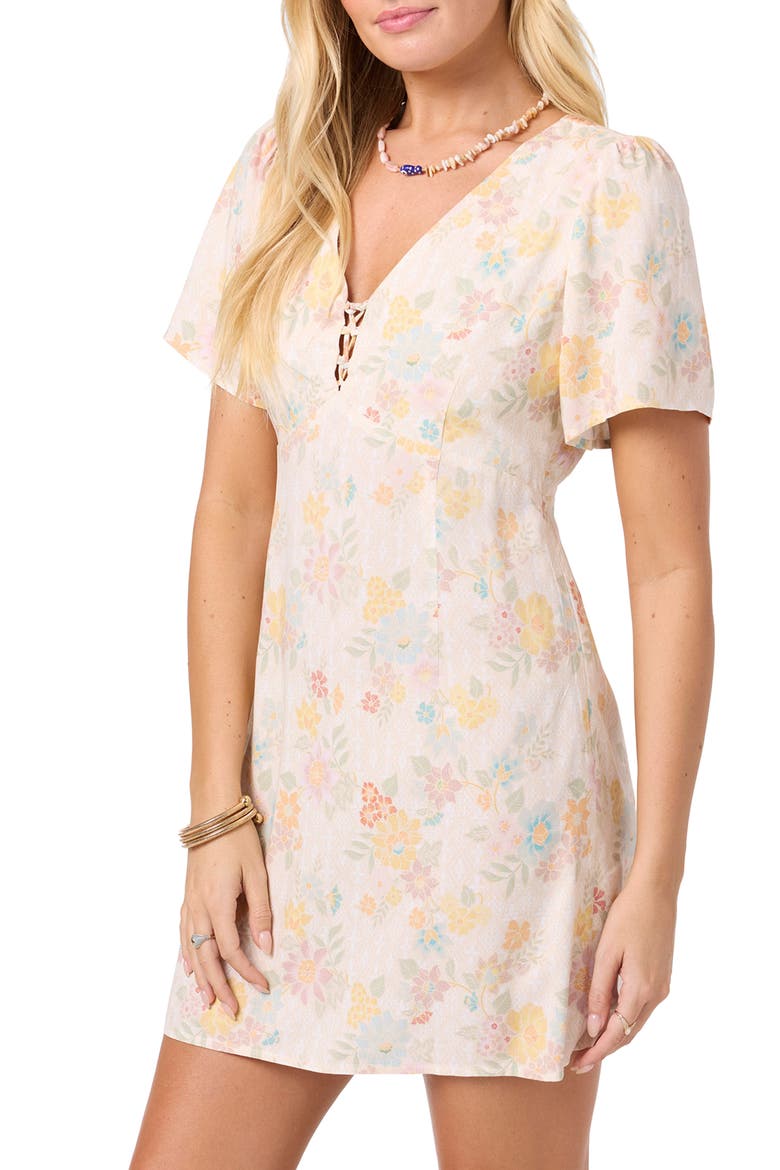 Robin Floral Minidress, Alternate, color, TAPIOCA