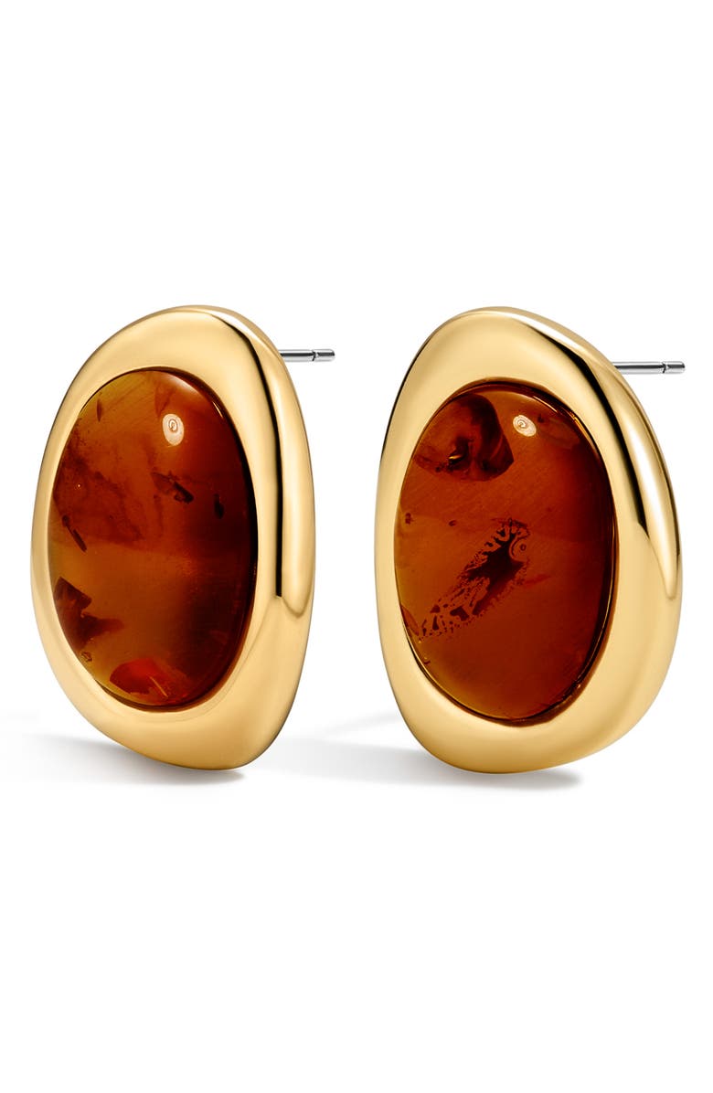Luv AJ The Amber Honey Resin Stud Earrings, Main, color, Gold