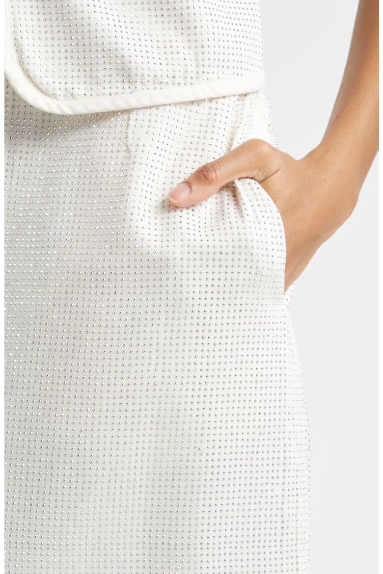 Studded Twill Midi Skirt, Alternate, color, OFF WHITE