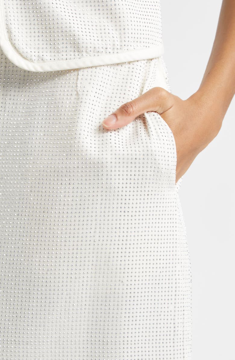 Emporio Armani Studded Twill Midi Skirt, Alternate, color, Off White