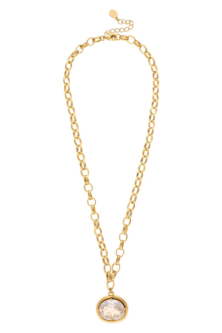 Oval Cubic Zirconia Pendant Necklace, Main, color, CZ