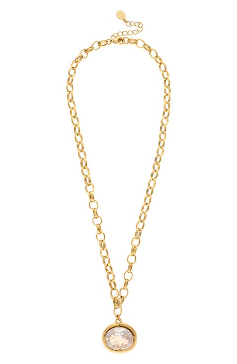 Oval Cubic Zirconia Pendant Necklace