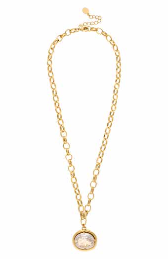 Oval Cubic Zirconia Pendant Necklace
