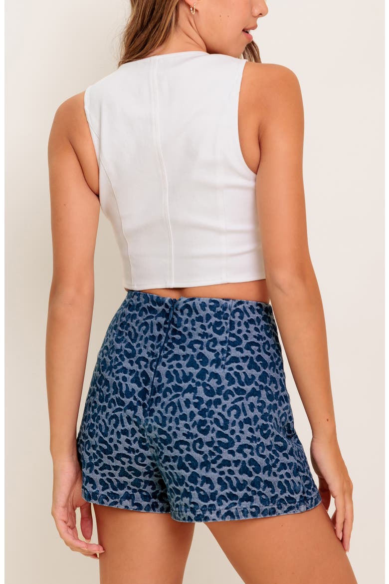 Jacquard Denim Skort, Alternate, color, MEDIUM INDIGO